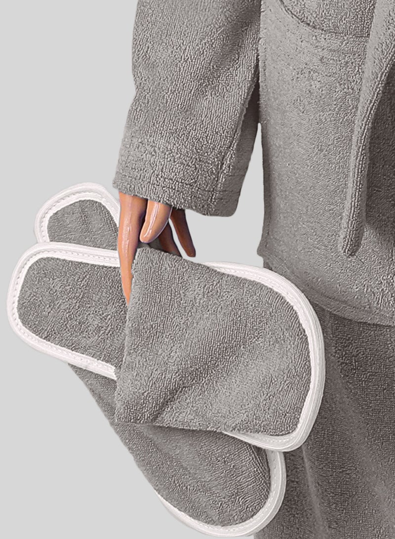 Banotex Egyptian cotton bathrobe for unisex with bow and slipper and waist belt in multiple sizes and colors - Image 4