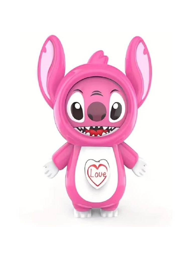 سلسلة مفاتيح دمية تعبيرية متغيرة الوجه، تصميم شخصية ستيتش، لعبة لتخفيف التوتر (وردي)