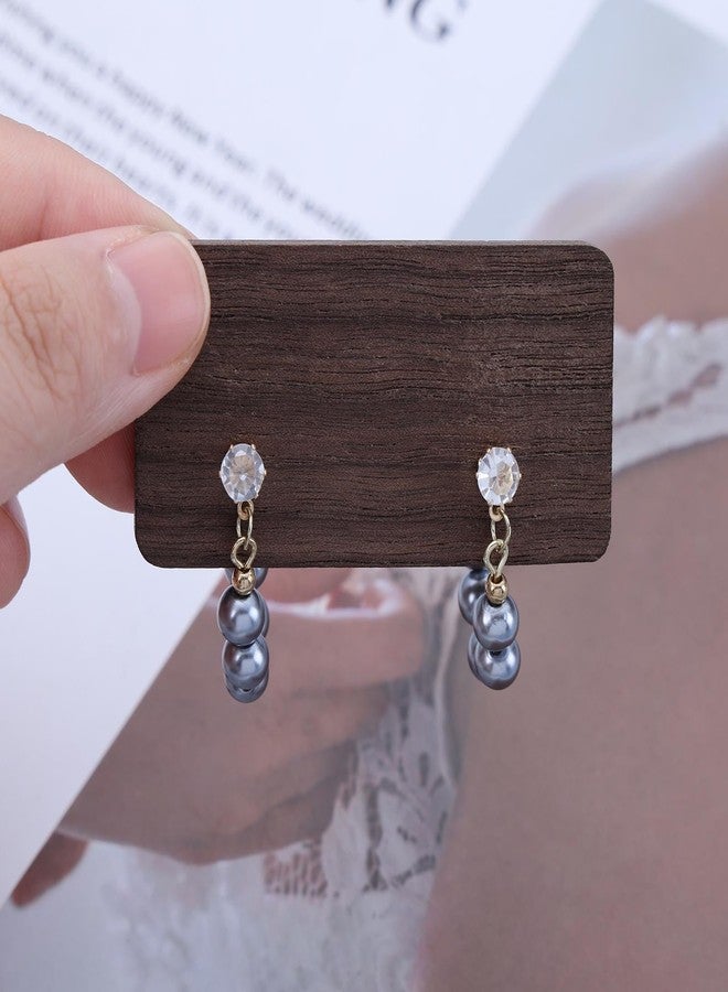 Yheakne Vintage Grey Pearl Hoop Drop Earrings Grey Pearl Dangle Earrings Tiny Rhinestone Stud Earrings Grey Pearl Bead Hoop Earrings Jewelry for Women - Image 5