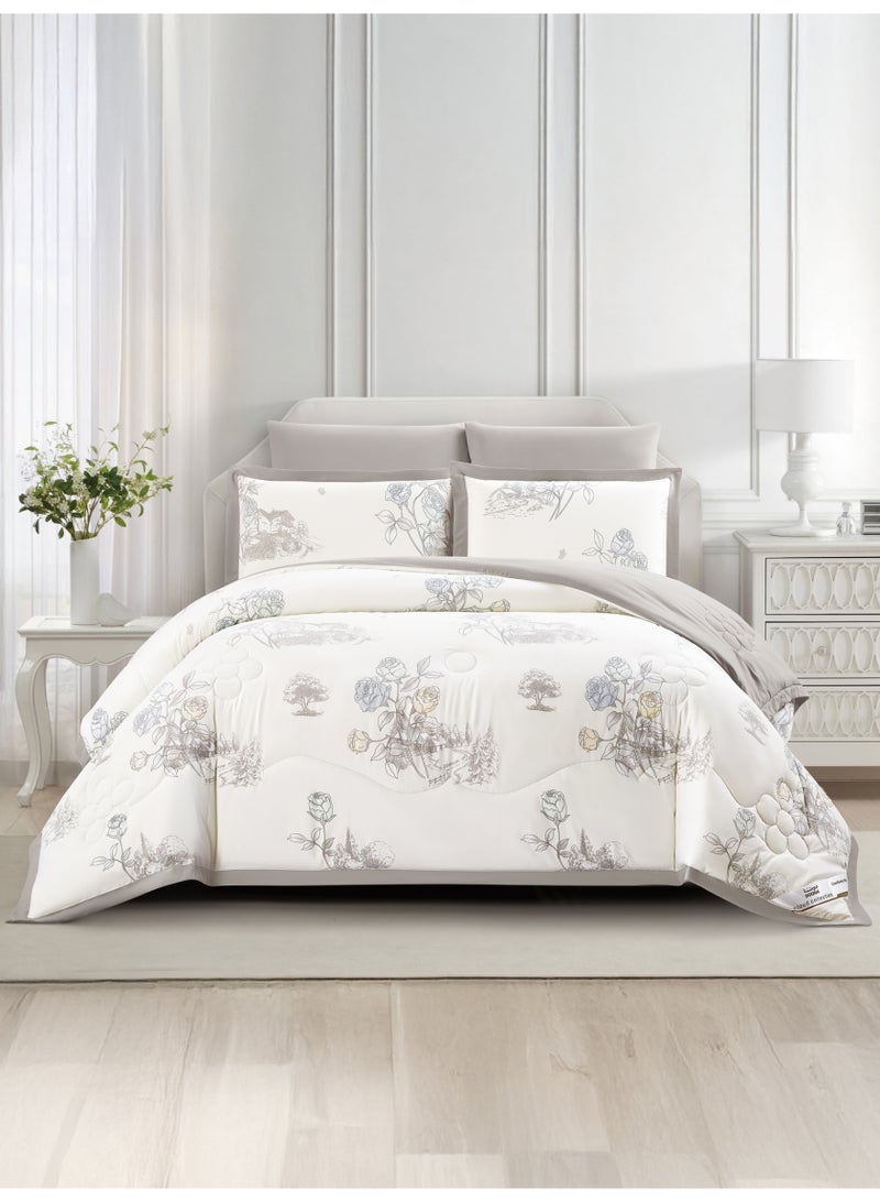 دونا مفرش 6 قطع مقاس مزدوج يناسب سرير 200×200 سم تصميم مشجر مطبوع من مايكروفايبر كلاود كولكشن - Image 1