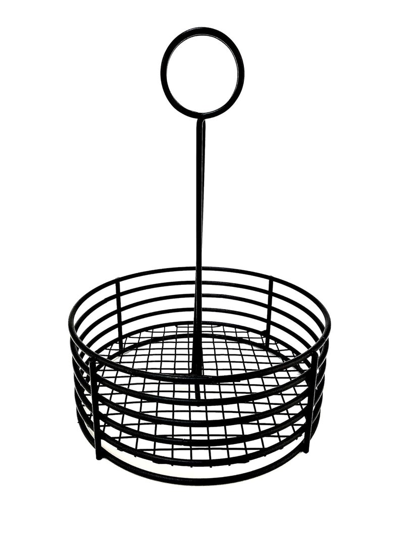 Get G.E.T. 4-31860 Black Round Stainless Steel Condiment Caddy Iron Teflon Coated Table Caddies Collection - Image 2