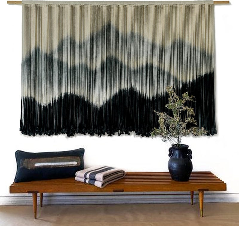 IOWER Cross-material combo compatible Macrame Wall Hanging Mountain Dip-Dyed Macrame Wall Decor Large Modern Fiber Art Boho Wall Decor 57" Wx35 L Extra part combo compatible - Image 4