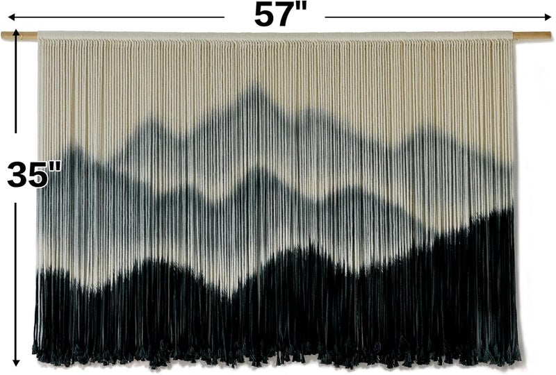 IOWER Cross-material combo compatible Macrame Wall Hanging Mountain Dip-Dyed Macrame Wall Decor Large Modern Fiber Art Boho Wall Decor 57" Wx35 L Extra part combo compatible - Image 5