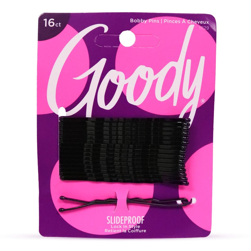 Goody SlideProof XXL Bobby Pins, 16 Ct, Black, Comfortable Bobby Hair Pins for Styling, Lock In Place, Pain-Free Styling Accessories for Women & Men, All Hair Types - Image 1