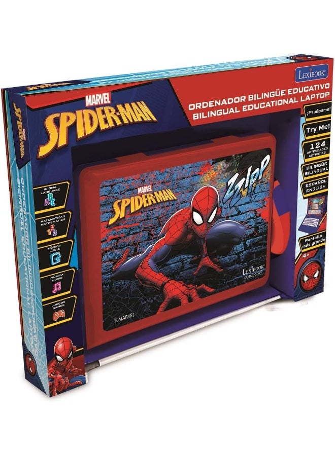 Lexibook Spider-Man Educational Bilingual Laptop JC598SPi2 for Kids Spanish/English Learning Toy with 124 Interactive Activities, Children’s STEM Learning Computer, Math, Logic, Typing Skills, Clock Reading, Music and Games, Red/Blue Superhero Laptop for Boys and Girls - Image 3