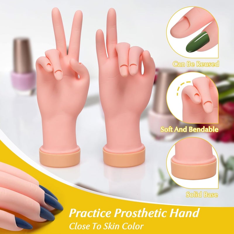 krofaue Nail Practice Hand - Practice Nail Tips Art Trainer Training Hand Tool Flexible Bendable Movable Fake Mannequin Right Hand Manicure Tool 1PCS - Image 2