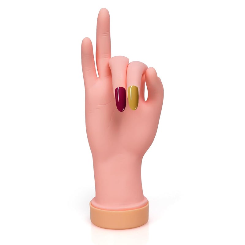 krofaue Nail Practice Hand - Practice Nail Tips Art Trainer Training Hand Tool Flexible Bendable Movable Fake Mannequin Right Hand Manicure Tool 1PCS - Image 1