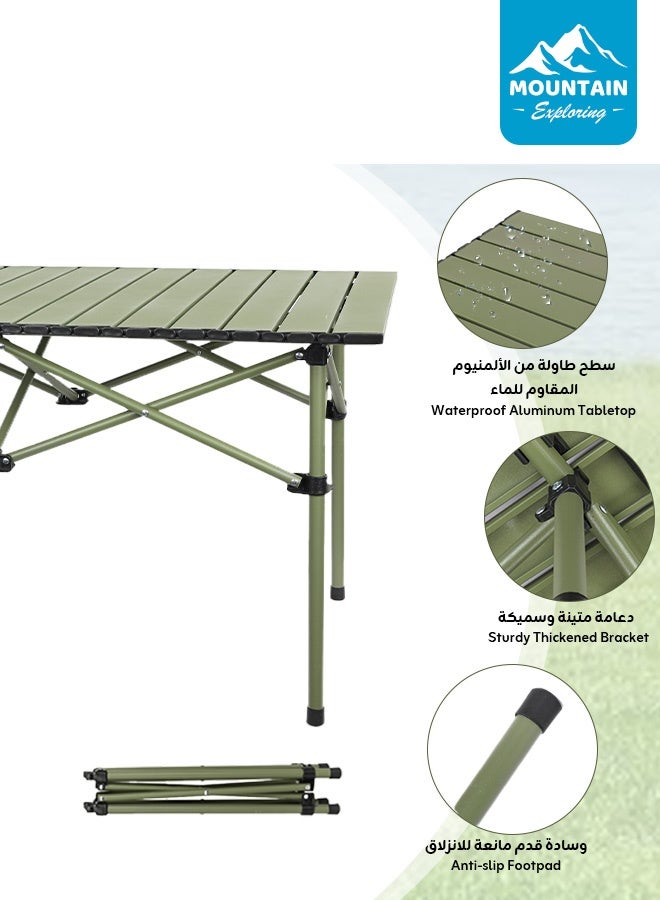 استكشاف الجبال طاولة تخييم محمولة قابلة للطي مع حقيبة حمل | تشطيب ممتاز مقاوم للخدش | قدرة تحمّل 180 كجم | آمنة وثابتة، مقاومة للماء والخدوش | مناسبة لوجبات العائلة/النزهات/الباربكيو/السفر، ‎95×55×50 سم - Image 3