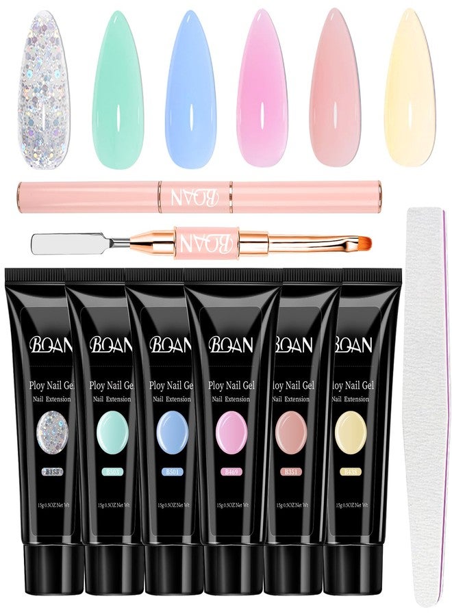 BQAN Poly Nail Gel Kit - 6 Colors Builder Gel for Long-Lasting Nail Extensions | 15ml Each | Salon-Quality DIY & Home Use | Low Odor - Image 1