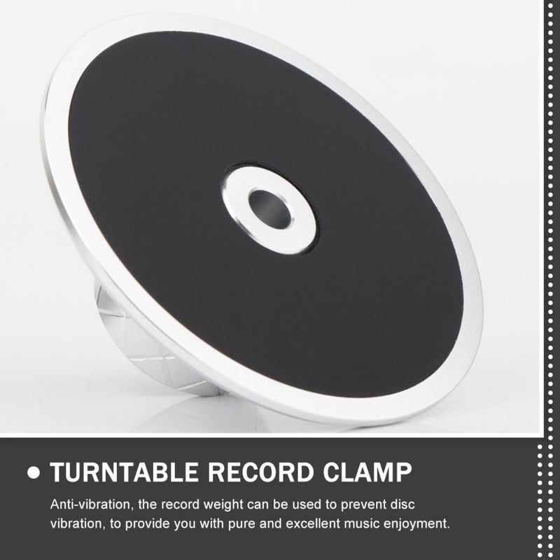 Levemolo Record Weight Stabilizer for Vinyl Turntable Aluminum Alloy Disc Clamp Leather Top Balanced Metal Vinyl Record Weight for HiFi Audio Playback Silver Finish Suitable for Audiophiles - Image 3