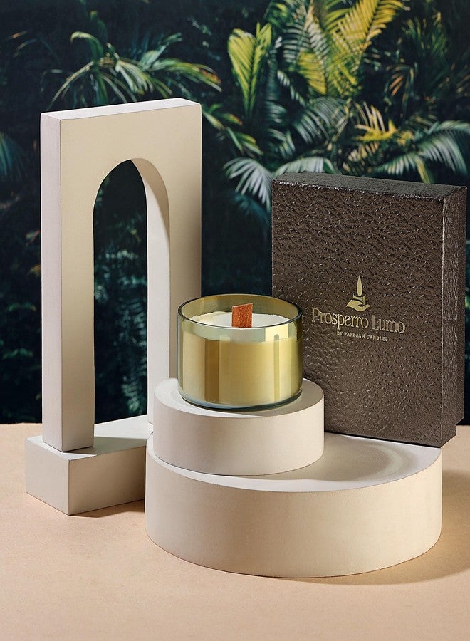 PROSPERRO LUMO شمعة PROSPERRO LUMO من Parkash Candles، شمعة زجاجية معطرة فاخرة لتزيين المنزل || فتيل خشبي || شمع الصويا 100% (ياسمين) - Image 2