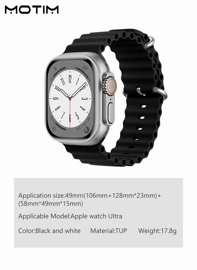 Motim - 2 Pack Ocean Band for Apple Watch Band 49mm 45mm 44mm 42mm Men Women Soft Silicone Adjustable Loop with Metal Buckle Sport Strap for Apple Watch Ultra/SE/series 10/9/8/7/6/5/4/3/2/1 - Image 1