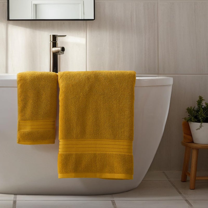 COZYART Gold Bath Towel Set 6pcs, Turkish Cotton Bathroom Towel Sets Soft Absorbent and Durable 650 GSM Luxury 6 Pcs with 2 Bath Towels, 2 Hand Towels, 2 Washcloth - Image 5