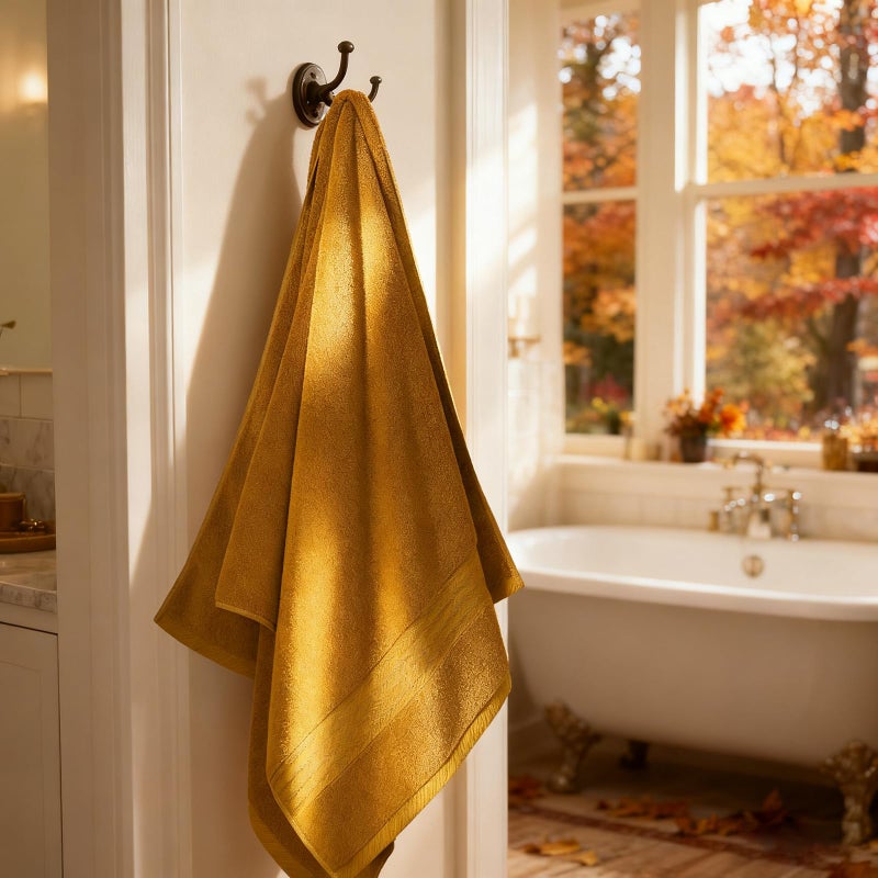 COZYART Gold Bath Towel Set 6pcs, Turkish Cotton Bathroom Towel Sets Soft Absorbent and Durable 650 GSM Luxury 6 Pcs with 2 Bath Towels, 2 Hand Towels, 2 Washcloth - Image 2
