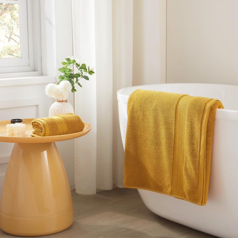 COZYART Gold Bath Towel Set 6pcs, Turkish Cotton Bathroom Towel Sets Soft Absorbent and Durable 650 GSM Luxury 6 Pcs with 2 Bath Towels, 2 Hand Towels, 2 Washcloth - Image 3
