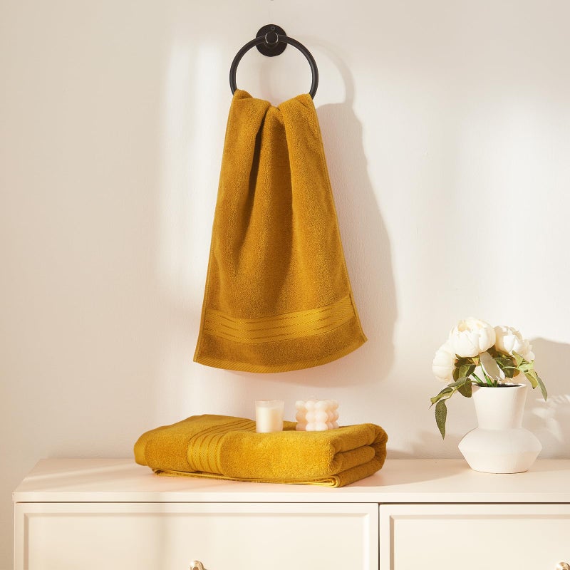 COZYART Gold Bath Towel Set 6pcs, Turkish Cotton Bathroom Towel Sets Soft Absorbent and Durable 650 GSM Luxury 6 Pcs with 2 Bath Towels, 2 Hand Towels, 2 Washcloth - Image 4