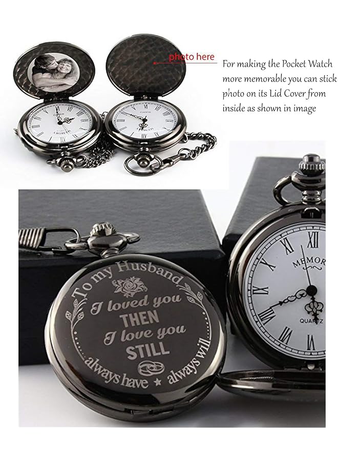 YELLOW CHIMES Pocket Watch Pendant With Chain For Husband Unique Memorable Gift Dual Purpose Stainless Steel Clock For Men - Image 2