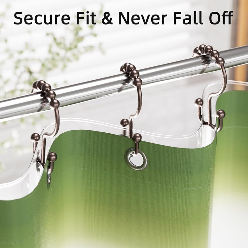 Amazer Shower Curtain Rings, Rust-Resistant Metal Double Shower Hooks for Curtain Rolling Shower Curtain Hooks Rings Shower Rings for Bathroom Shower Curtain Rod, Bronze, Set of 12 Rings - Image 3