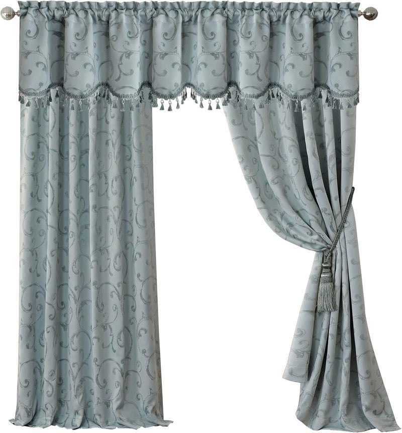 Elrene Home Fashions 26865901511 ستارة نافذة معتمة موفرة للطاقة مع جيب قضيب، لوحة منسوجة من الجاكار الملكي، 52 × 95 بوصة، أزرق، 1 - Image 1