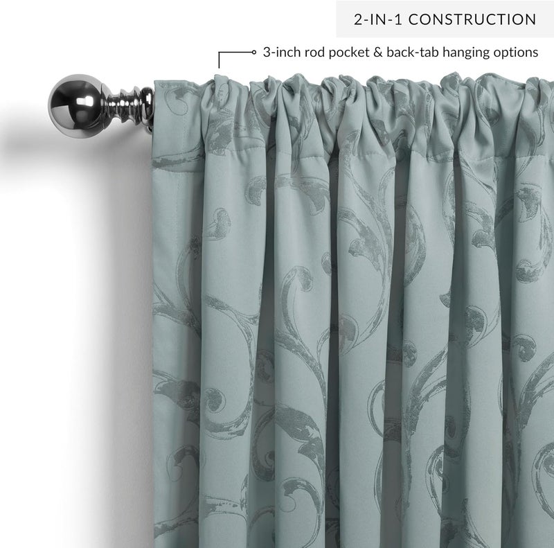Elrene Home Fashions 26865901511 ستارة نافذة معتمة موفرة للطاقة مع جيب قضيب، لوحة منسوجة من الجاكار الملكي، 52 × 95 بوصة، أزرق، 1 - Image 3