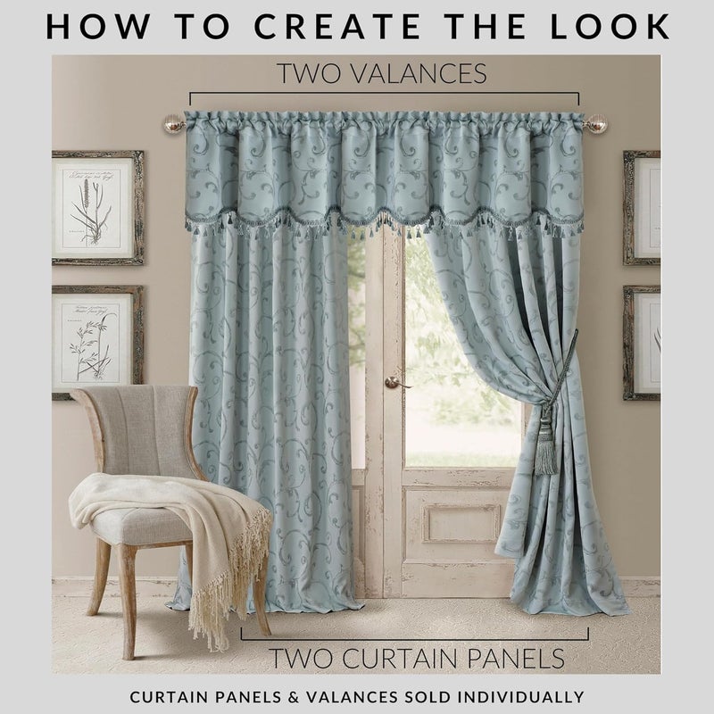 Elrene Home Fashions 26865901511 ستارة نافذة معتمة موفرة للطاقة مع جيب قضيب، لوحة منسوجة من الجاكار الملكي، 52 × 95 بوصة، أزرق، 1 - Image 4