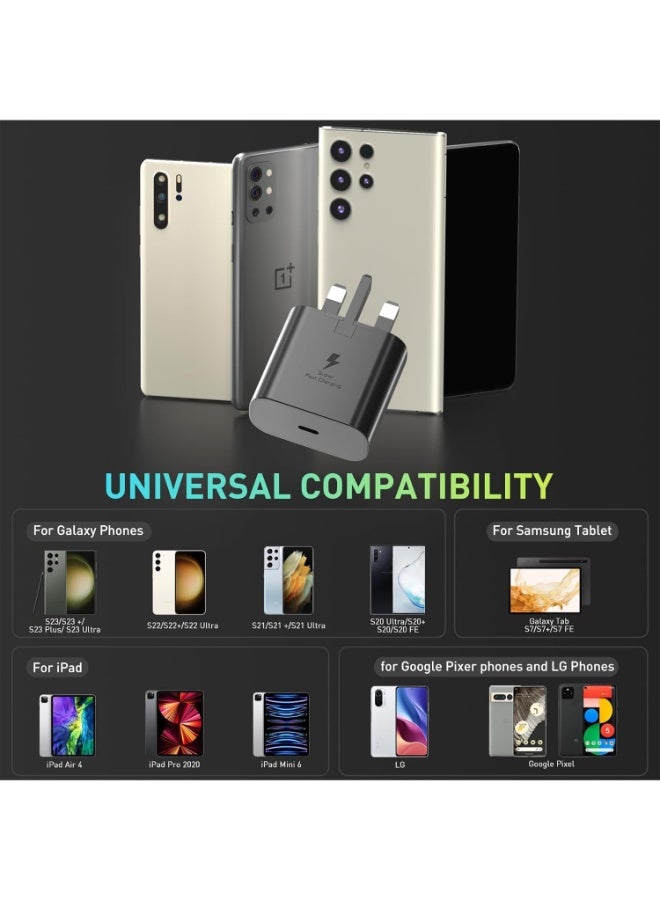 Fast Charger Charger Head with Charging Cable 25W, Compatible with S24 Ultra S24 Plus S24 S23 S23 Ultra S23 S22 Ultra S22 S22 A54 A53 A52/A32 - 25W Head with Type C Cable - Image 4