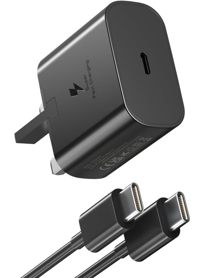 Fast Charger Charger Head with Charging Cable 25W, Compatible with S24 Ultra S24 Plus S24 S23 S23 Ultra S23 S22 Ultra S22 S22 A54 A53 A52/A32 - 25W Head with Type C Cable - Image 1