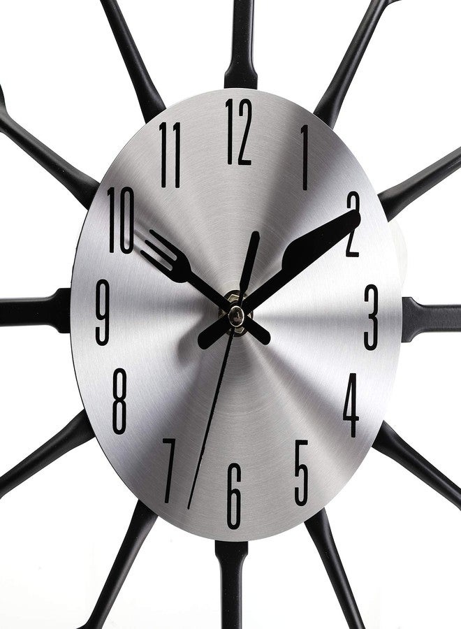 Hedume 16" Kitchen Wall Clock, Large Kitchen Cutlery Wall Clock with Spoons and Forks, 3D Removable Modern Creative Wall Decal Wall Sticker Room Home Decoration - Image 2