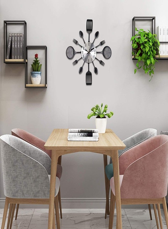 Hedume 16" Kitchen Wall Clock, Large Kitchen Cutlery Wall Clock with Spoons and Forks, 3D Removable Modern Creative Wall Decal Wall Sticker Room Home Decoration - Image 5
