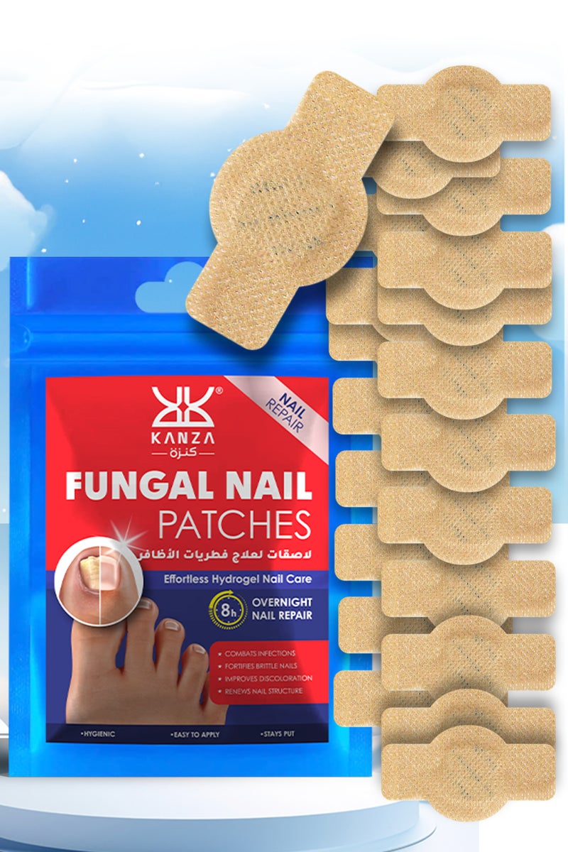 Kanza 21 قطعة لاصقة لعلاج فطريات الأظافر تجدد بنية الأظافر وتحسن تغير اللون خلال الليل لاصقة إصلاح الأظافر لفطريات الأظافر التالفة 8 ساعات تجديد ليلي - Image 1
