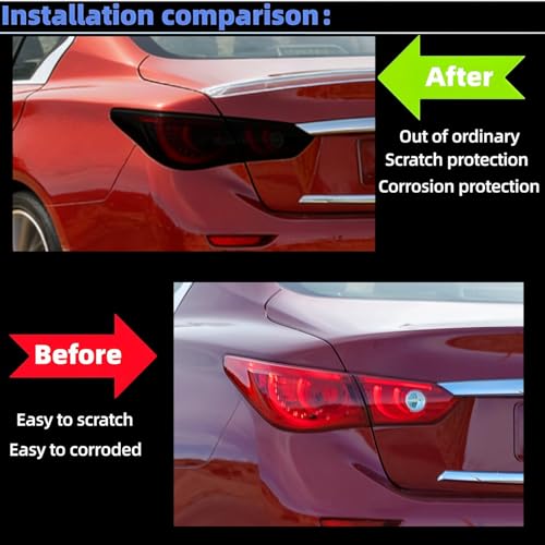 NEESPOC Tail Light Covers Guards Fit for Infiniti Q50 2014 2015 2016 2017, Smoked Black Rear Light Protective Cover Guards Trim Set Exterior Accessories - Image 4