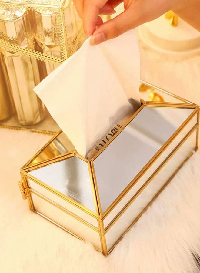 Metal Mirror Tissue Box Clear/Gold 19.5x11x12centimeter - Image 4