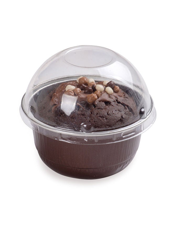 Restaurantware 5 Ounce Baking Cups with Lids, 100 Round Foil Baking Cups & Lids Perfect for Fancy Desserts, Appetizers, or Mini Snacks - Coffee Brown Cup with Clear Lid - Oven & Freezer Safe - Image 5