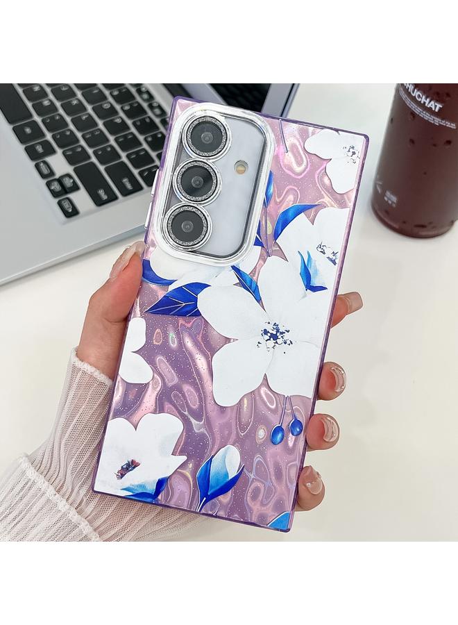 اس-توب جراب لهاتف Samsung Galaxy A36 مصنوع من مادة TPU بتصميم زهور ونباتات مطلية بالكهرباء - Image 1