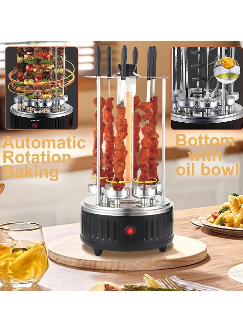DubaiGallery Stainless steel heating tube 360-degree automatic rotating skewer barbecue machine barbecue oven spiral family gathering 6 long skewers - Image 3