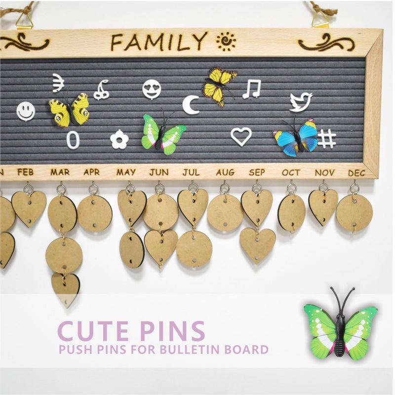QEEGO Cute Butterfly Thumb Tacks (40 Packs) - Colorful Push Pins for Photo Wall, Cork Board, Bulletin Board Decorations, Random Pattern - Image 5