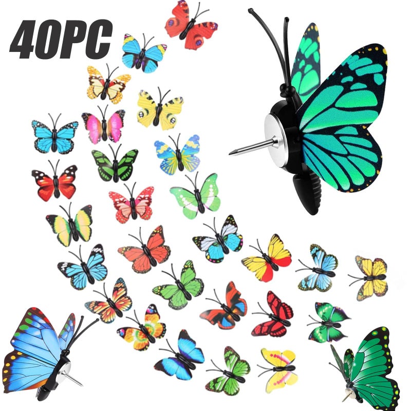 QEEGO Cute Butterfly Thumb Tacks (40 Packs) - Colorful Push Pins for Photo Wall, Cork Board, Bulletin Board Decorations, Random Pattern - Image 1