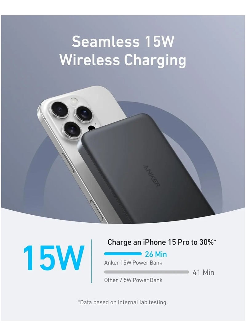 Ankey Anker MagGo Power Bank (10K Slim) - Black PowerBank - Vit - 10000 mAh - Image 2