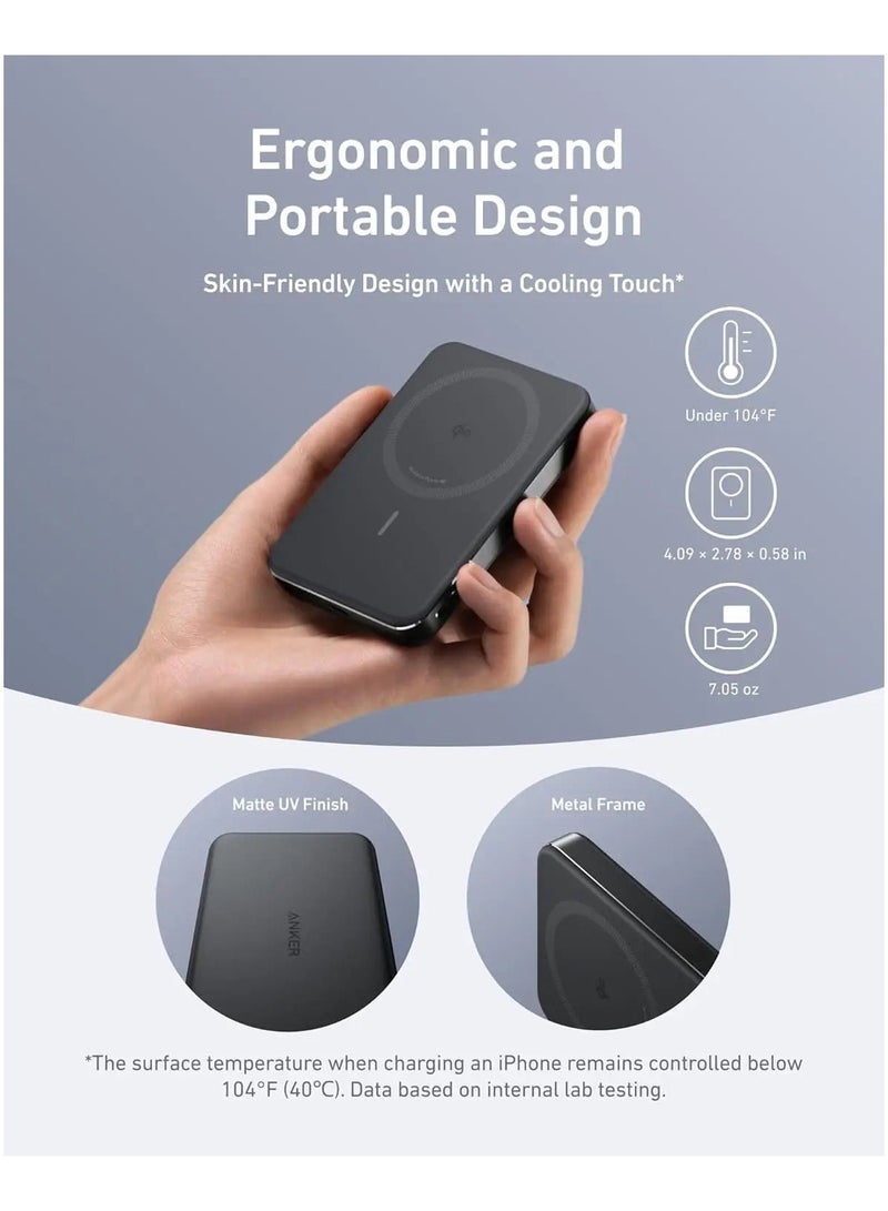 Ankey Anker MagGo Power Bank (10K Slim) - Black PowerBank - Vit - 10000 mAh - Image 3
