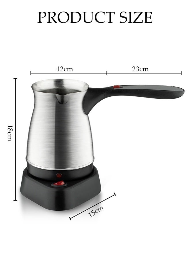 DUNISO إبريق قهوة تركي بمقبض قابل للطي، صانع قهوة كهربائي من الفولاذ المقاوم للصدأ، غلاية قهوة محمولة، متينة، لتسخين القهوة والشاي والحليب، 500 مل - Image 2