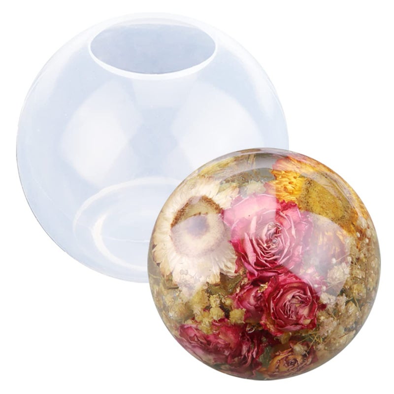 4inch Large Sphere Resin Mold SiliconeOnePiece Design 3D Round Ball Silicone Molds for Resin ArtEpoxy ResinCandle Wax Soap Bath Bomb Cement Plaster