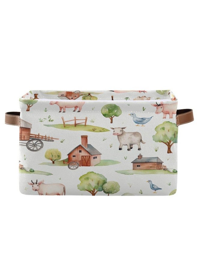 Kigai Farm Animals Storage Basket Waterproof Collapsible Fabric Laundry Basket with Handles Toy Gift Bin Closet Organizer Bin for Bedroom Nursery Office 1 PACK - Image 1