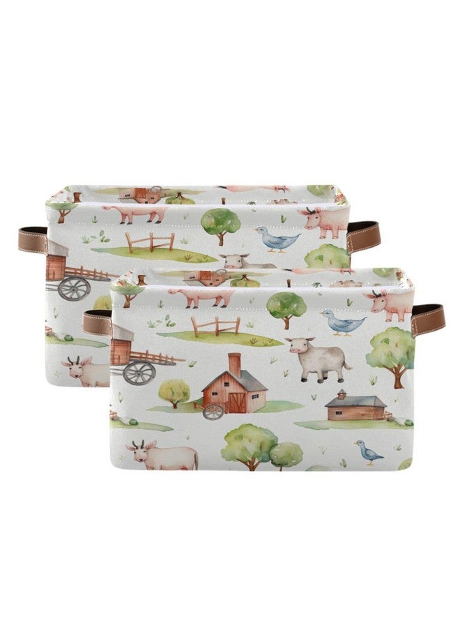 Kigai Farm Animals Storage Basket Waterproof Collapsible Fabric Laundry Basket with Handles Toy Gift Bin Closet Organizer Bin for Bedroom Nursery Office 1 PACK - Image 2
