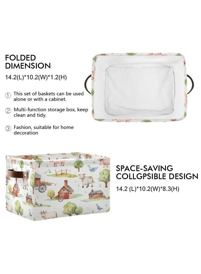 Kigai Farm Animals Storage Basket Waterproof Collapsible Fabric Laundry Basket with Handles Toy Gift Bin Closet Organizer Bin for Bedroom Nursery Office 1 PACK - Image 3