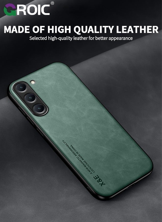 GROIC Samsung Galaxy S24 Plus Green Case, Minimalist Design Samsung Galaxy S24 Plus Cover, Thin TPU Edge Shockproof PU Leather Protective Phone Case for Samsung Galaxy S24 Plus - Image 3