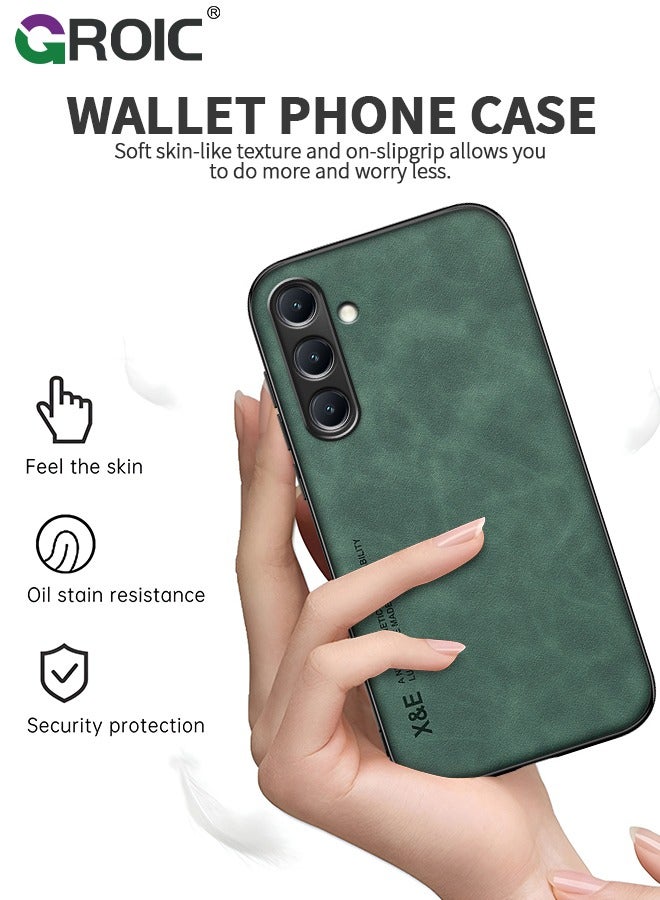 GROIC Samsung Galaxy S24 Plus Green Case, Minimalist Design Samsung Galaxy S24 Plus Cover, Thin TPU Edge Shockproof PU Leather Protective Phone Case for Samsung Galaxy S24 Plus - Image 2