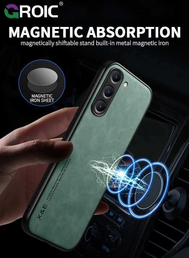 GROIC Samsung Galaxy S24 Plus Green Case, Minimalist Design Samsung Galaxy S24 Plus Cover, Thin TPU Edge Shockproof PU Leather Protective Phone Case for Samsung Galaxy S24 Plus - Image 5