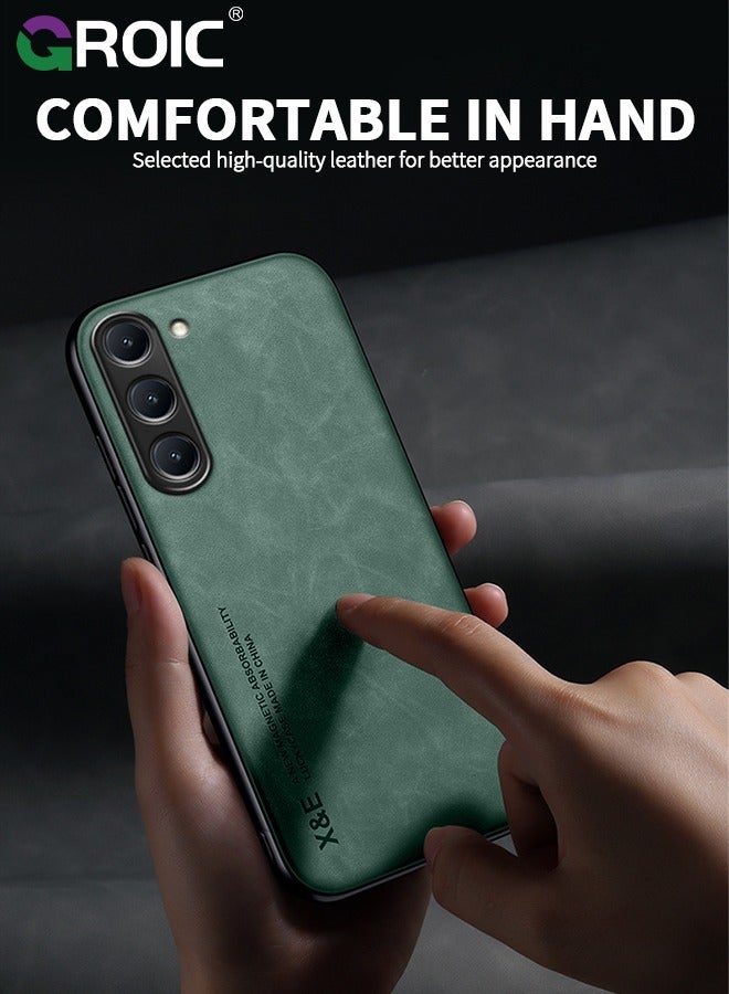 GROIC Samsung Galaxy S24 Plus Green Case, Minimalist Design Samsung Galaxy S24 Plus Cover, Thin TPU Edge Shockproof PU Leather Protective Phone Case for Samsung Galaxy S24 Plus - Image 4