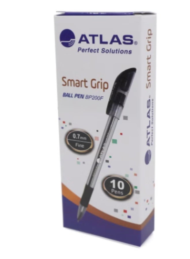 ATLAS Ball Pen 0.7mm Fine BK Smart Grip Pack of 10
