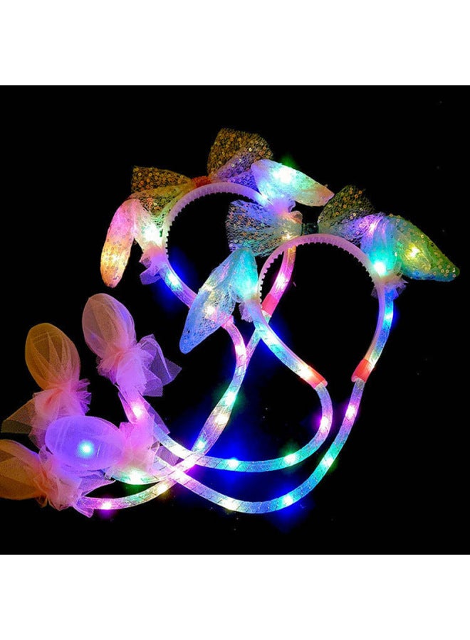 Net Red Luminous Rabbit Ears Pinch Will Move The Ears Tremble With Luminous Rabbit Ears Head Hoop Sequin Ears-Color:Sequins Move Rabbit Ears ]  - Image 2